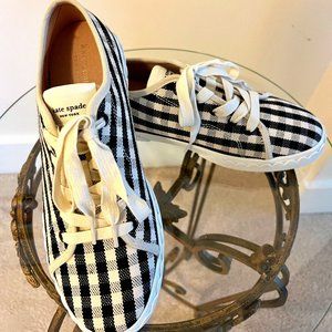 Kate Spade Vale Gingham Canvas Sneakers - Black & White - Size 7 {NWOT}
